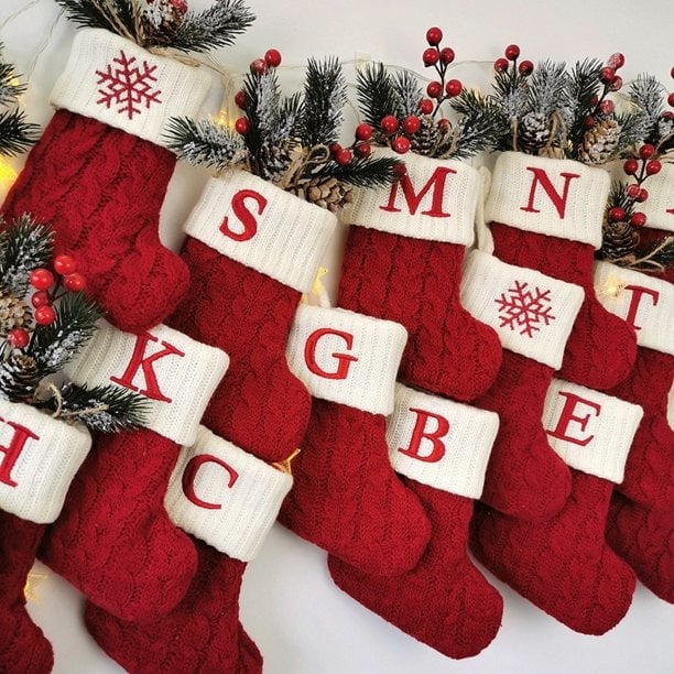 Christmas Red Socks Alphabet Knitting Christmas-Tree Pendant