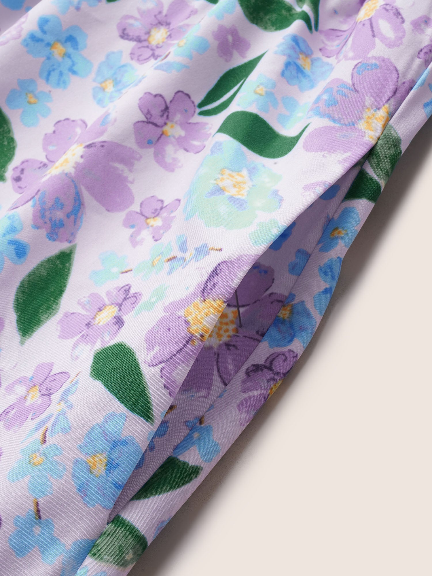 Floral Tie Knot Lantern Sleeve Midi Dress