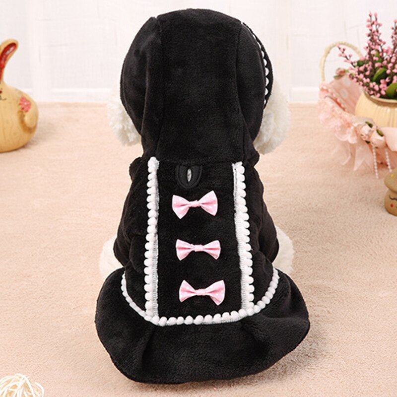 Fleece Bowknot Warm Dog Cat Coat