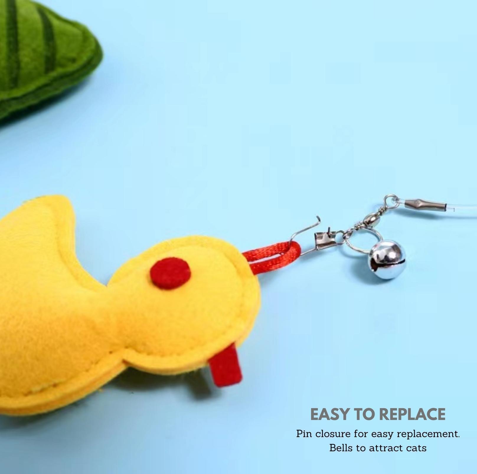 Premium Retractable Catnip Cat stick Toy with 5 Cartoon Heads