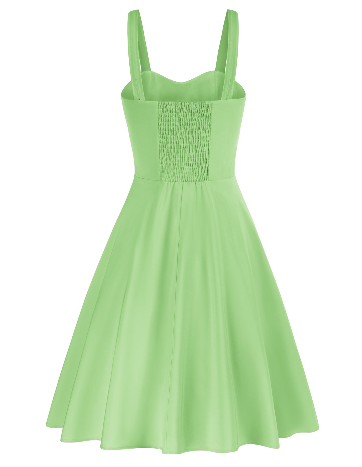 Vintage Solid Color Two-Way Defined Waist Dress Ruched Bodice Flared A-Line Dress