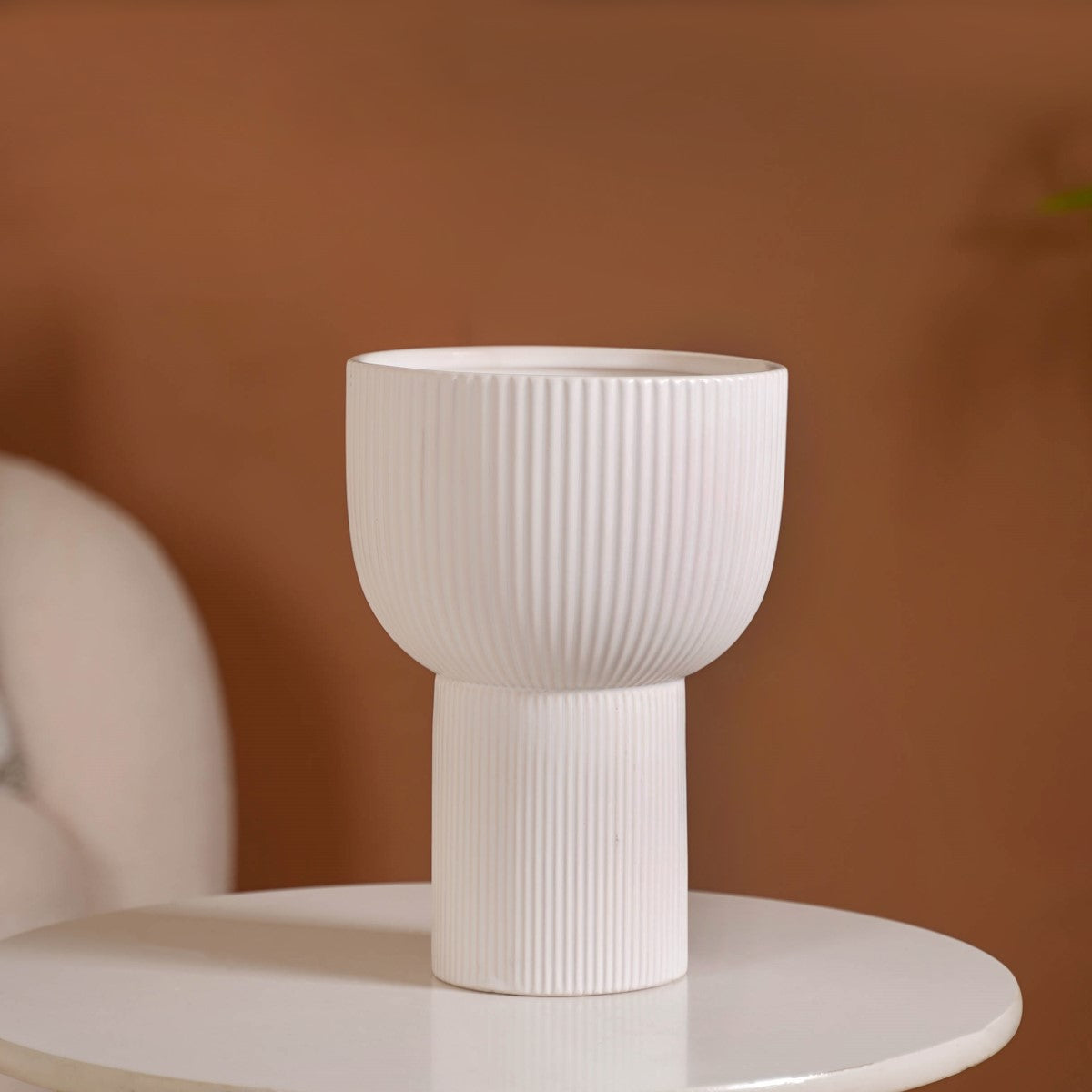 European Ceramic Flower Pot White