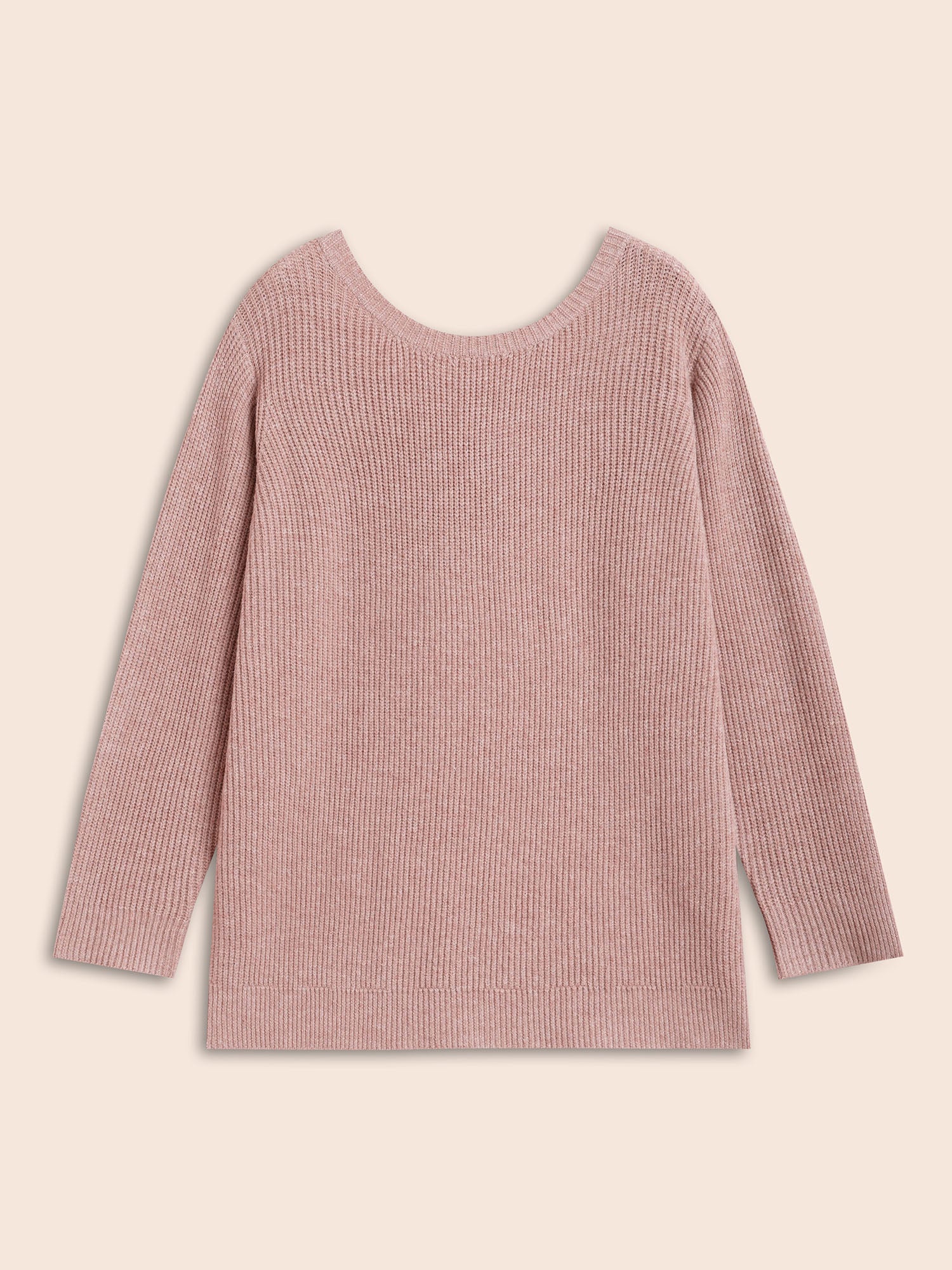 Round Neck Texture Back Bowknot Pullover