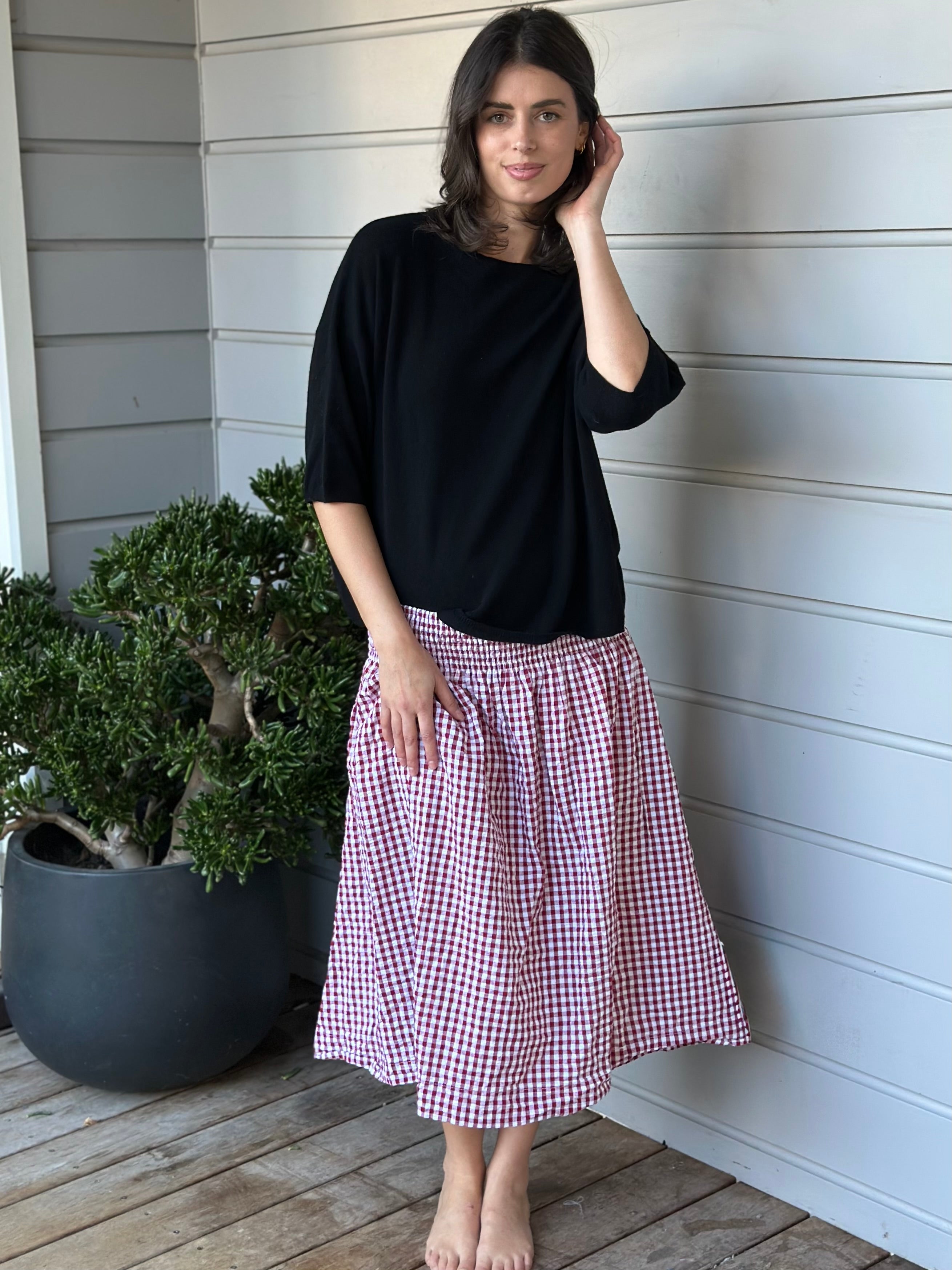 dark red gingham