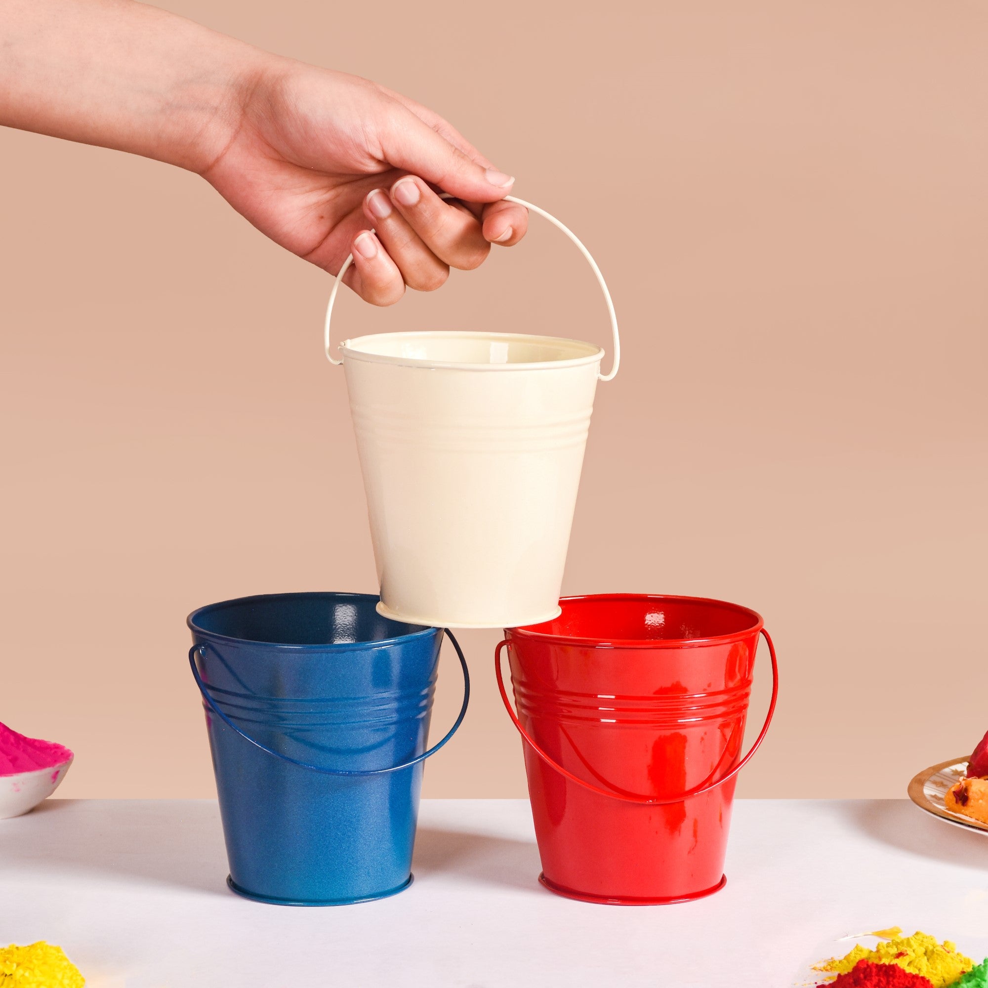 Colourful Metal Bucket Set Of 3