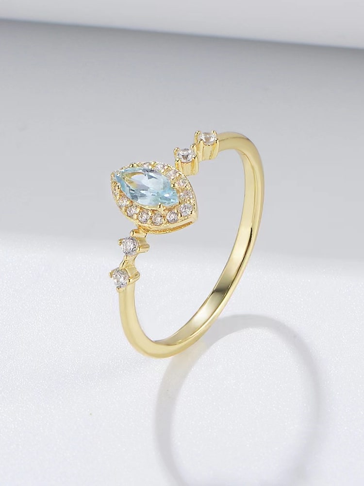 925 Sterling Silver Blue Cubic Zirconia Ring