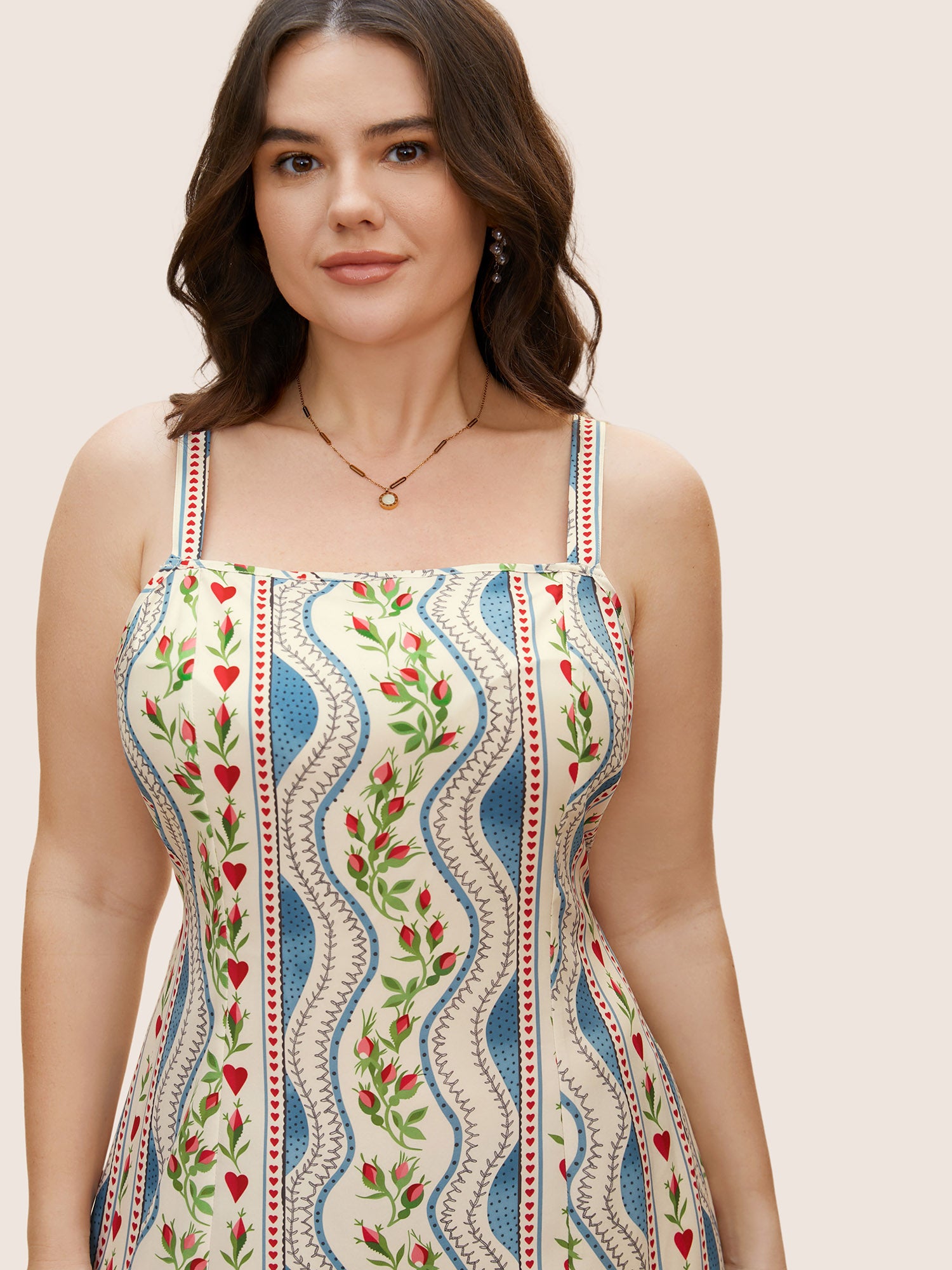 Boho Print Split Front Cami Dress