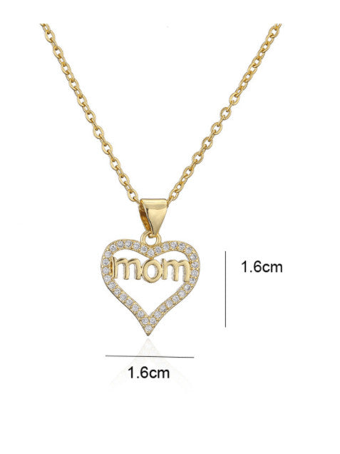 Cubic Zirconia MOM Pendant & Chain