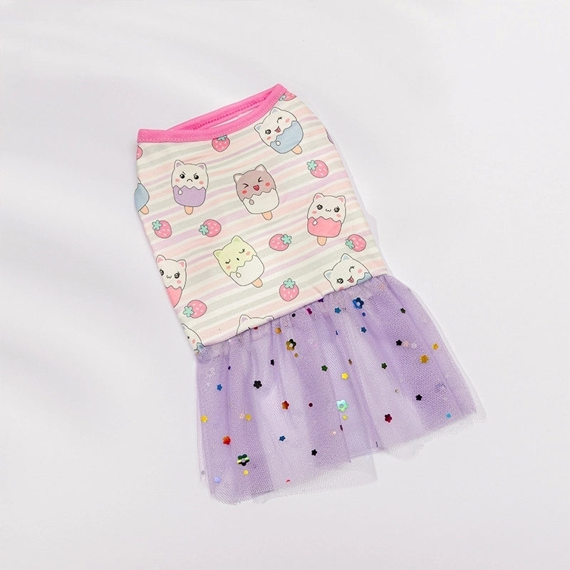 Princess Polyester Letter Cherry Strawberry Pet Clothing