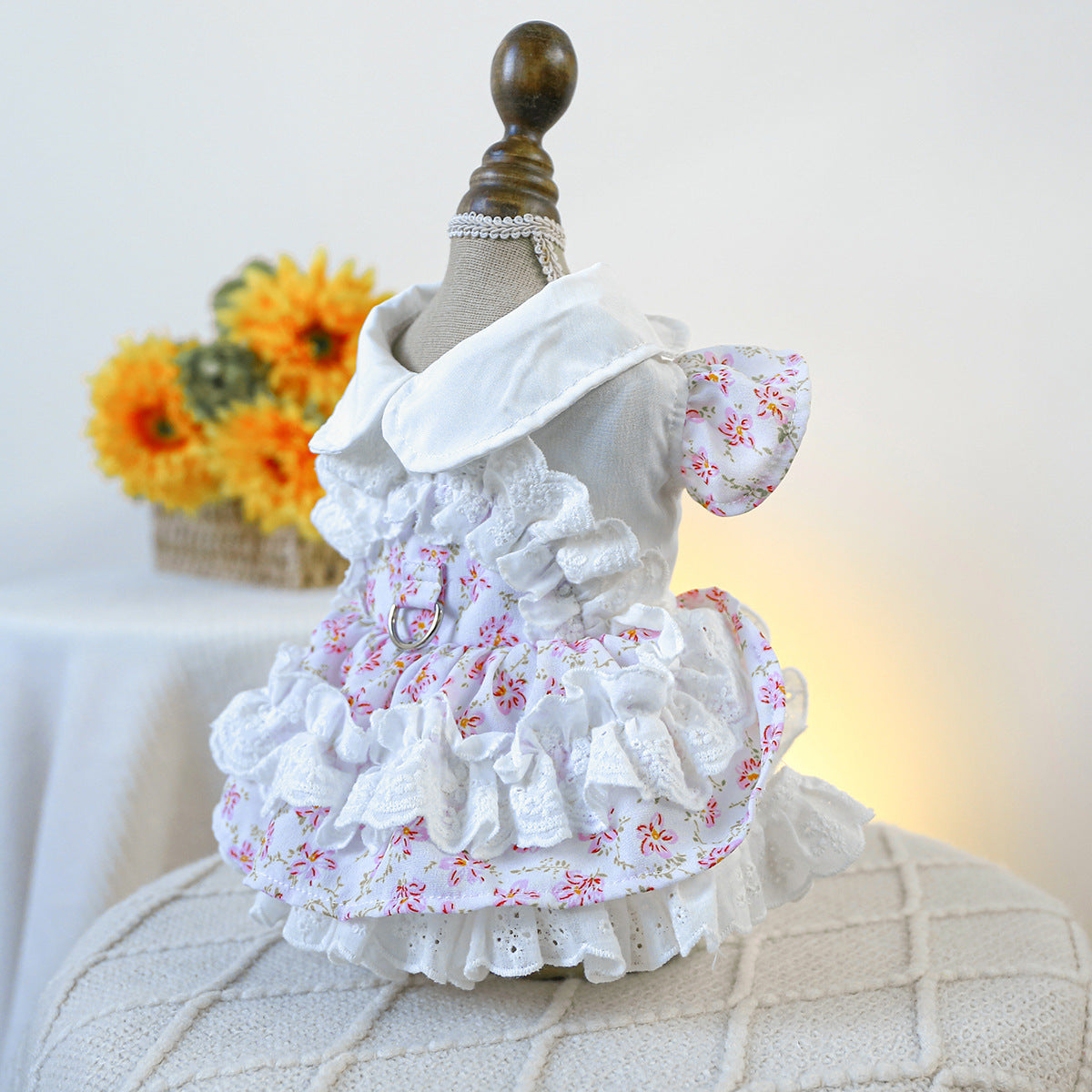 Flower Lace Decor Dog Cat Dress Harness