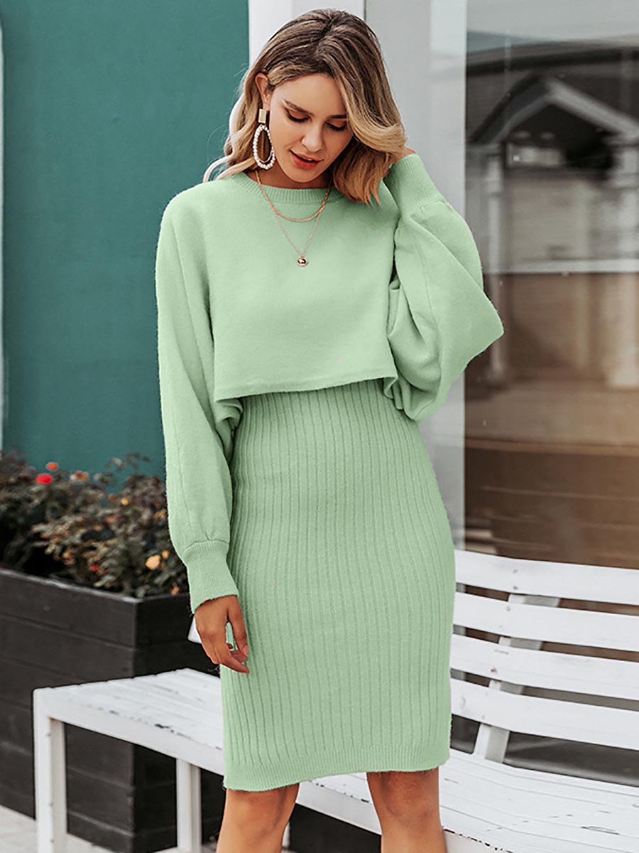 Full Of Surprises Ribbed Knit Midi Dress