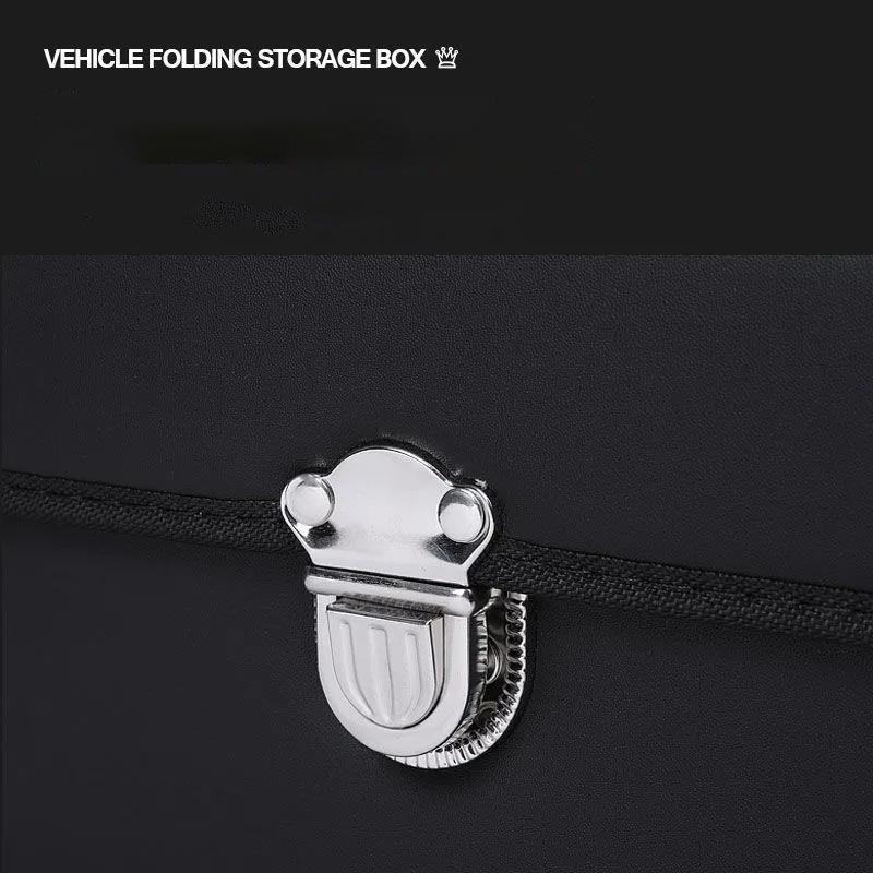Portable Car Trunk Organizer Box Large Capacity Multiuse Tools Storage Bag Stowing Tidying Leather Folding