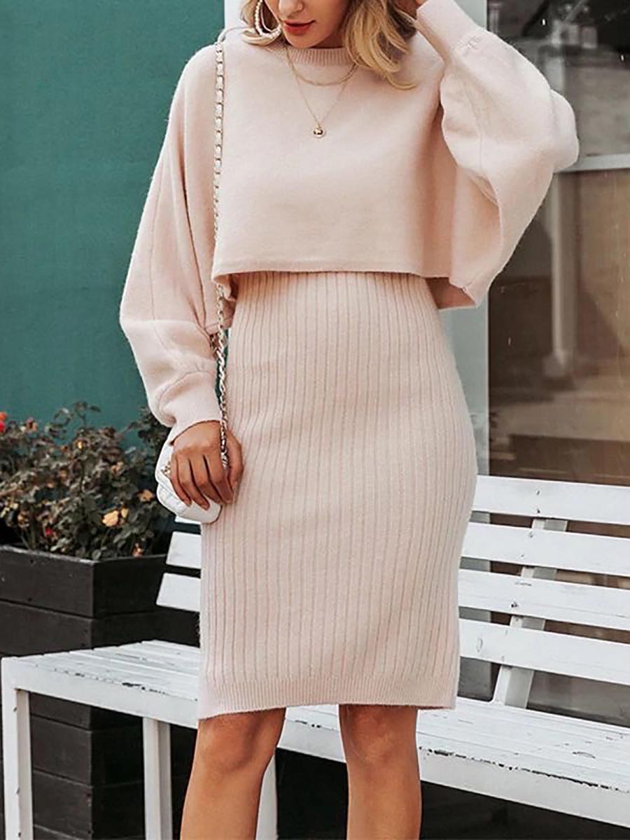 Full Of Surprises Ribbed Knit Midi Dress