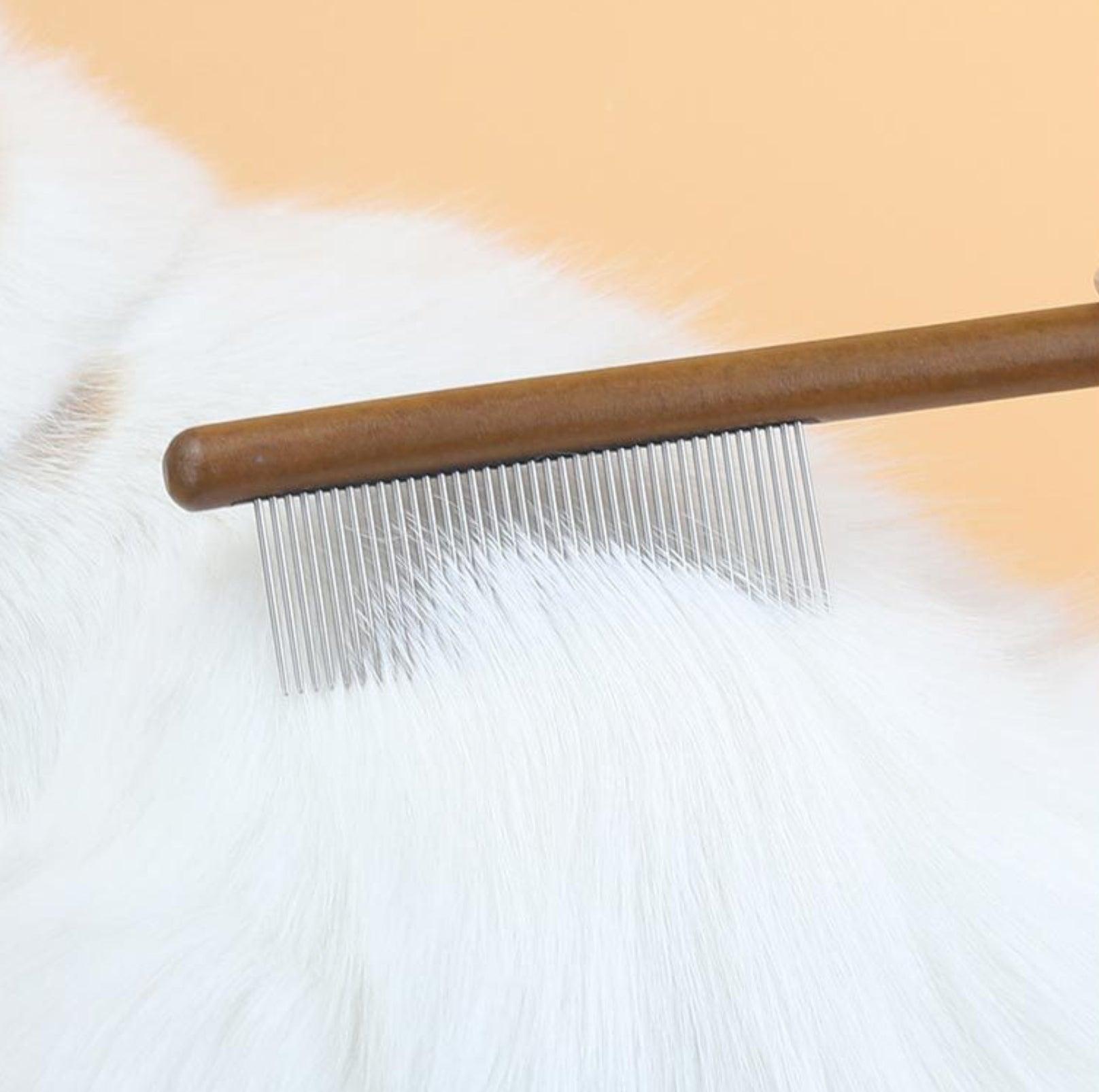 Versatile Stainless Steel Pet Brush with Wooden Handle - 3 Styles