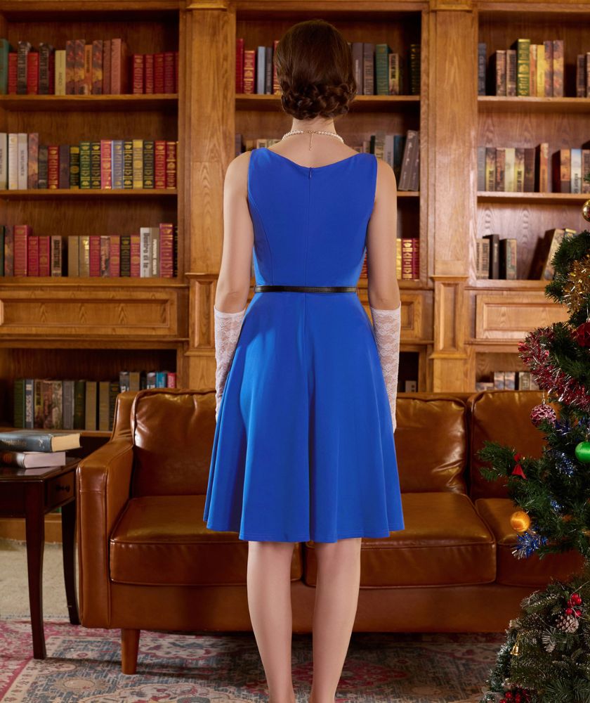 Sleeveless A Line Dress Vintage Cocktail Party Dress Swing Dress for Wedding Guest