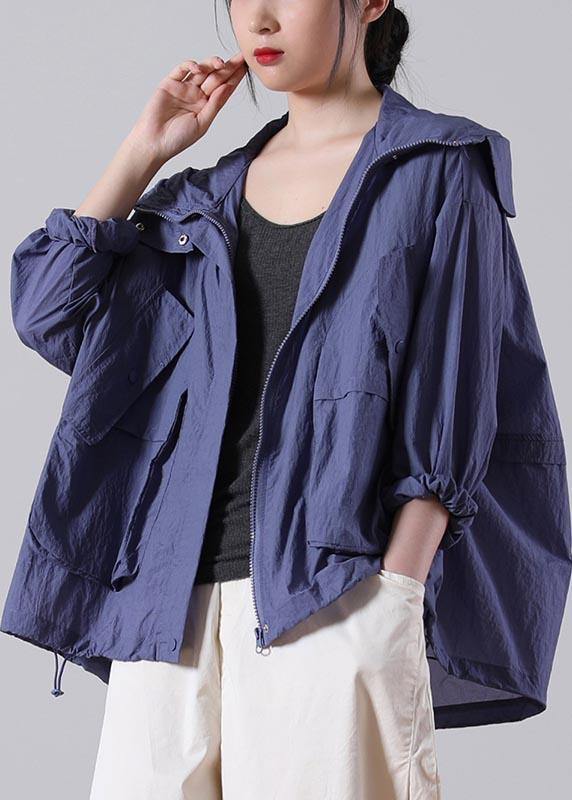 French Purple Low High UPF 50+ Coat Jacket Summer Hoodie Coat