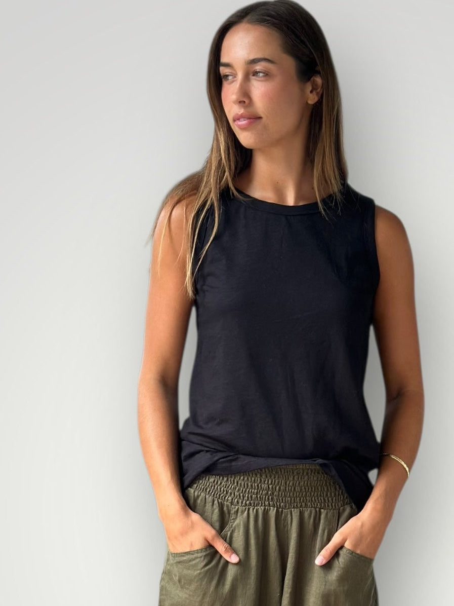 vera tank - black cotton