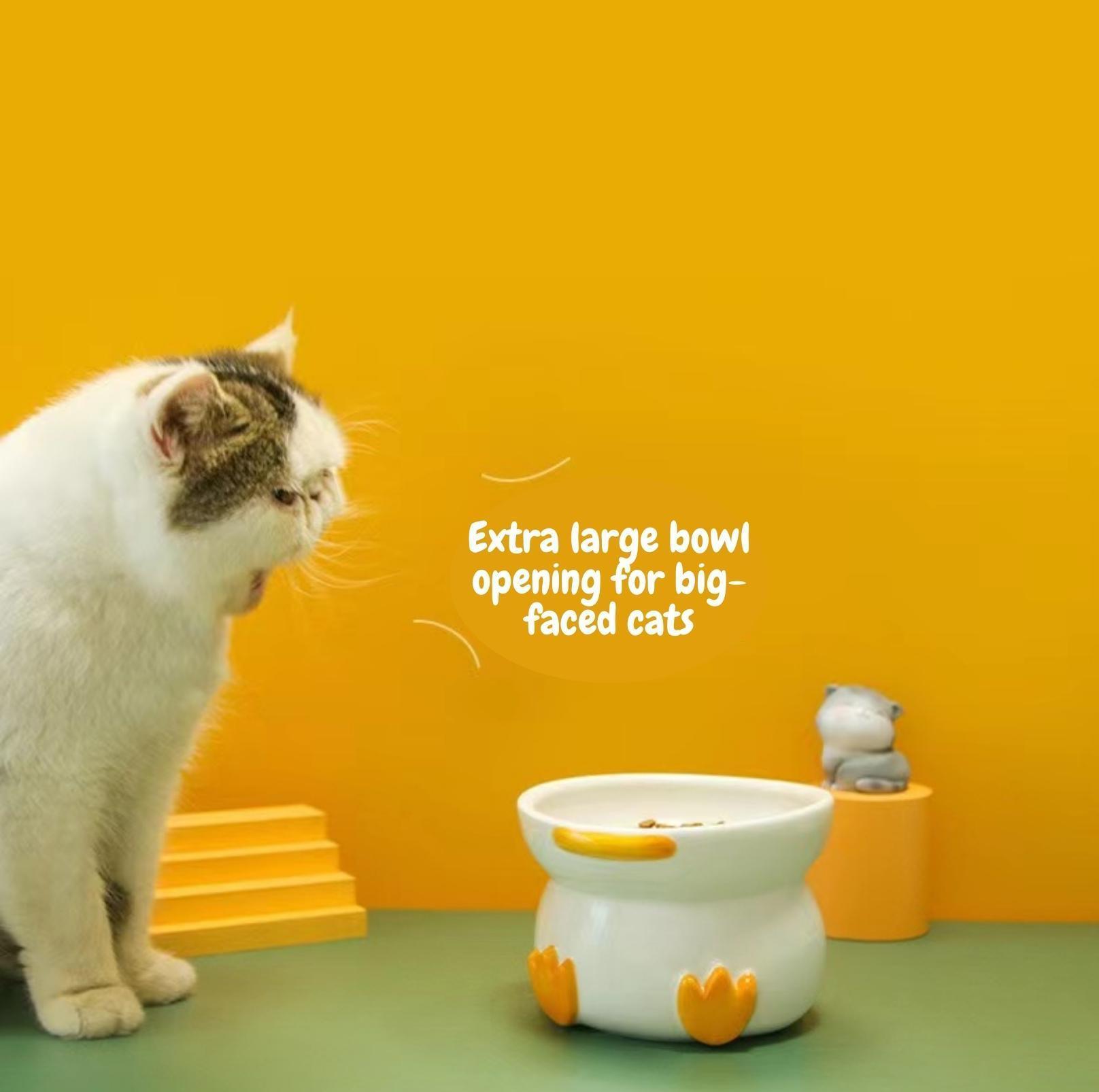 Duck-Shaped Elevated Ceramic Cat Bowls Small Dog Bowls