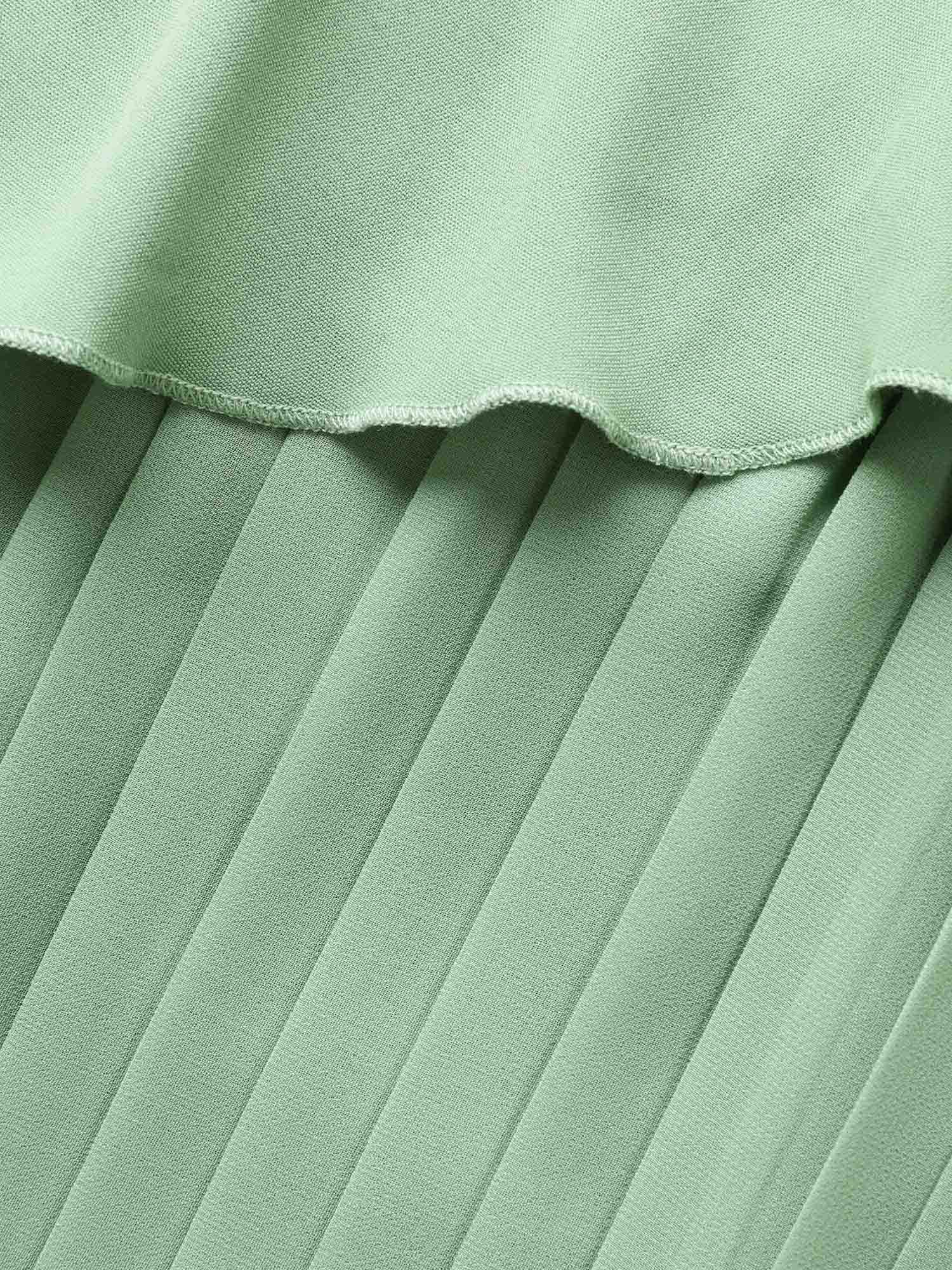 Plain Tiered Ruffles Pleated Cami Dress