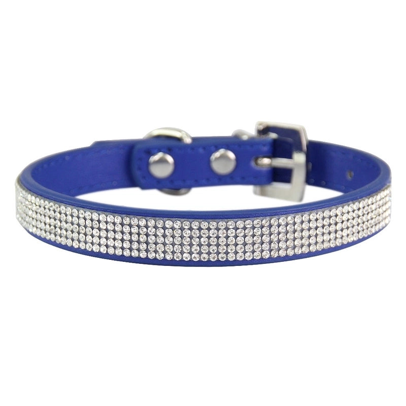 Fashion Solid Color Pu Inlaid Rhinestone Pet Dog Collar