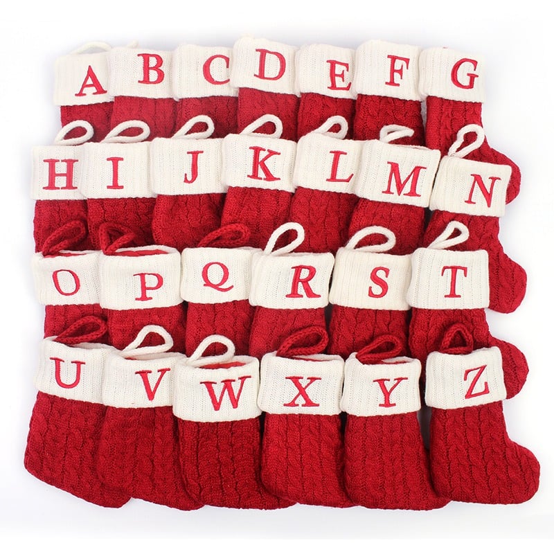 Christmas Red Socks Alphabet Knitting Christmas-Tree Pendant