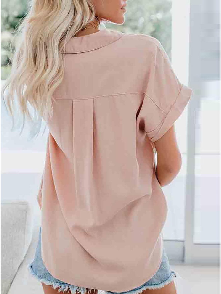 Short-Sleeved Solid Color Tops (4 colors)