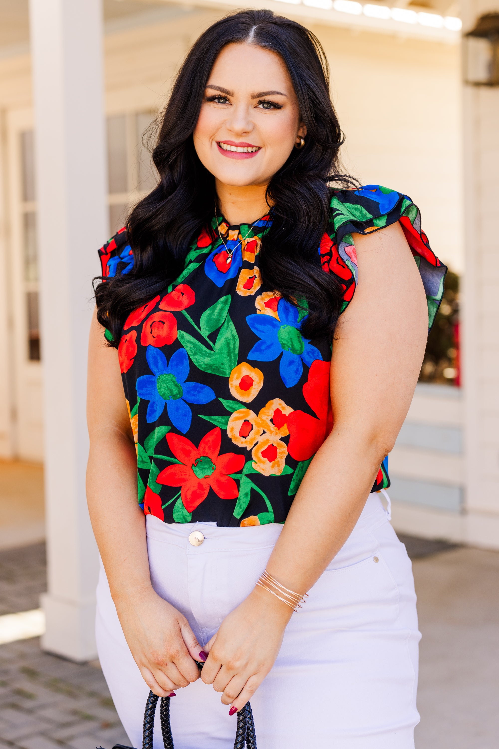 Be In A Flutter Top. Black