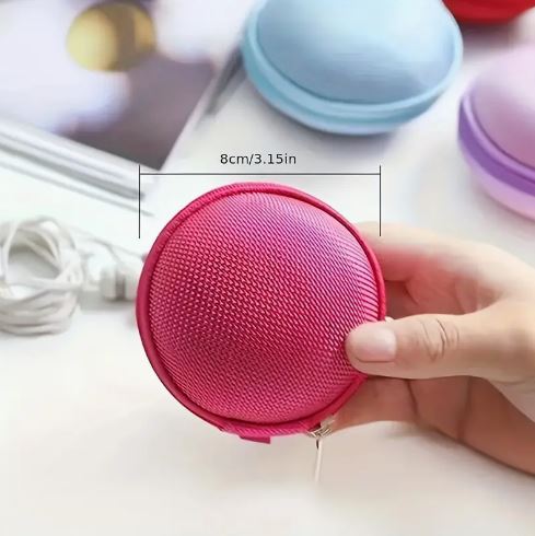 1Pc Portable Mini Zipper Earphone Case. Bluetooth Headset Earbud Storage Box Bag