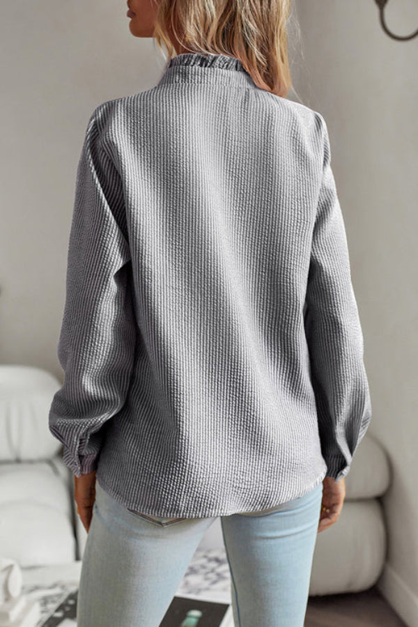 MAKE IT LAST RUFFLED LONG SLEEVE TOP - 4 COLORS