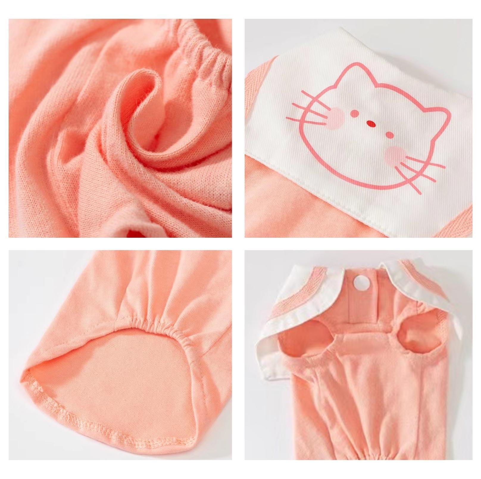 Summer Pet Vest with Naval Collar & Kitty Print