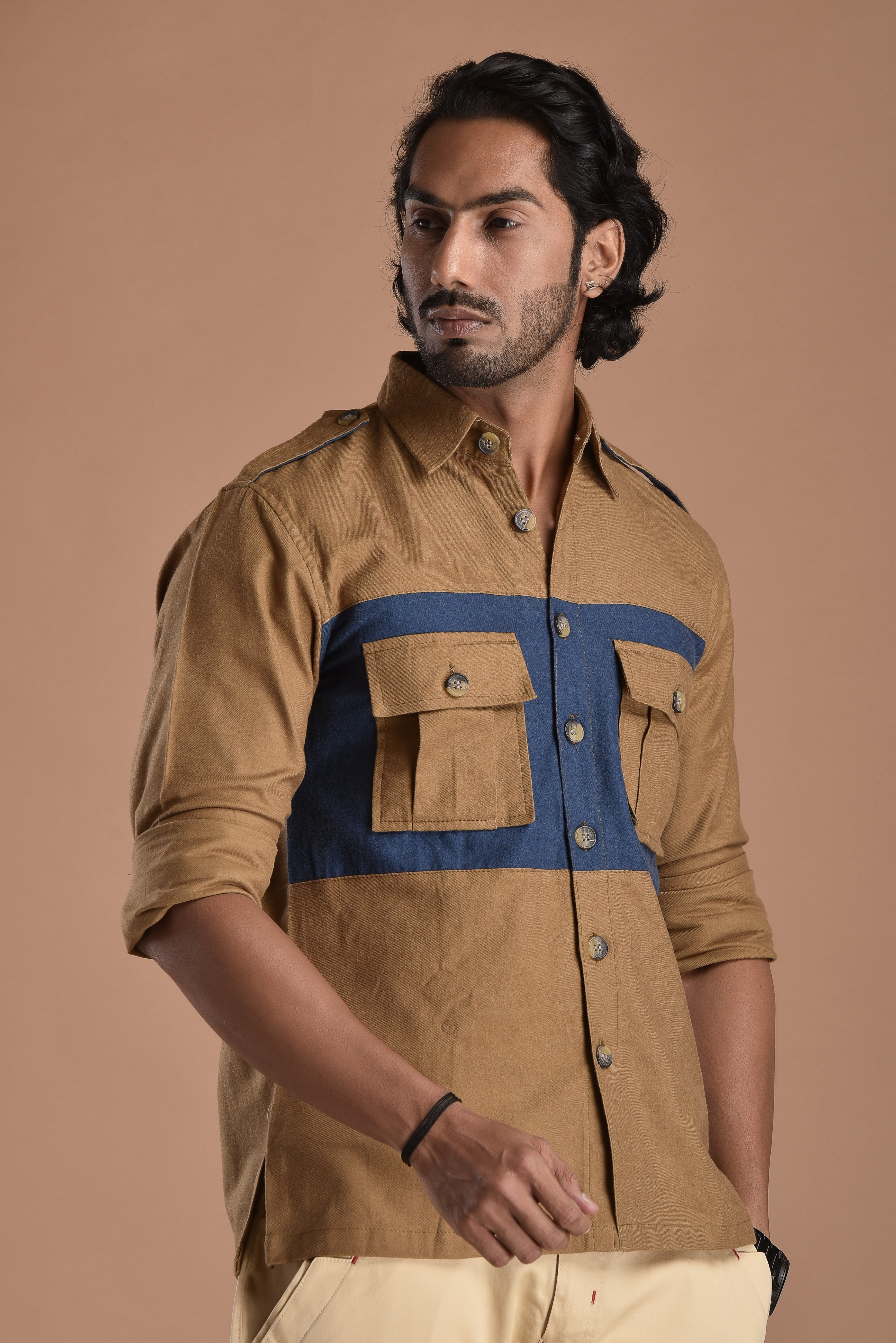Camel Brown Hunt in Style Shirt