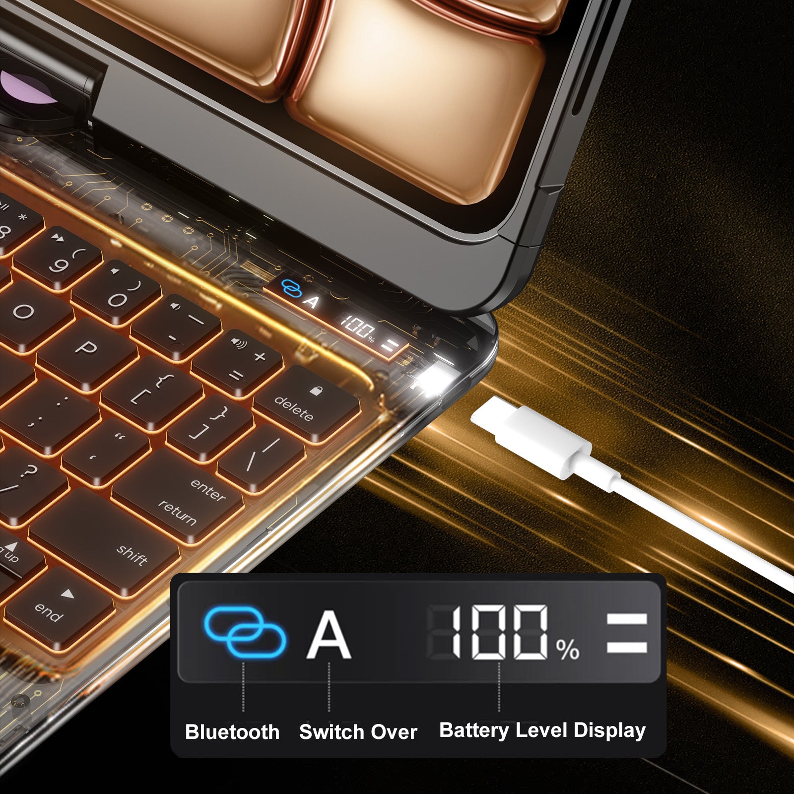 Transparent  iPad keyboard case 360° transparent iPad keyboard