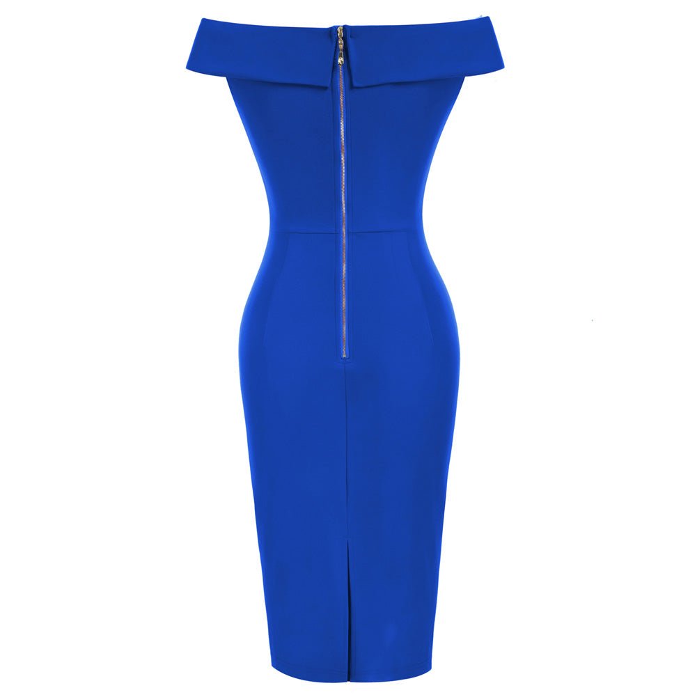 Vintage Off Shoulder V Neck Bodycon Pencil Dress Short Sleeve Homecoming Bodycon Dress Work Cocktail
