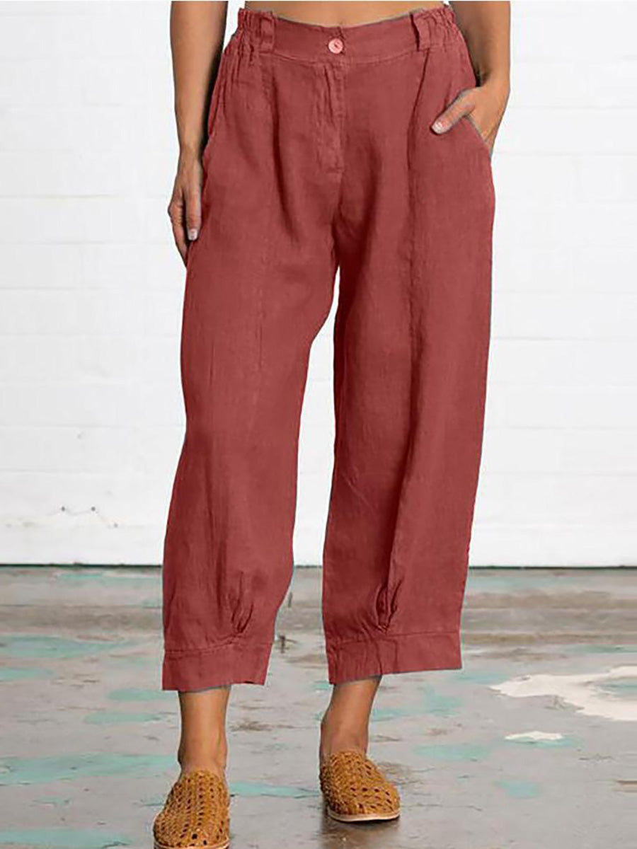 Mid Waist Straight Leg Pants