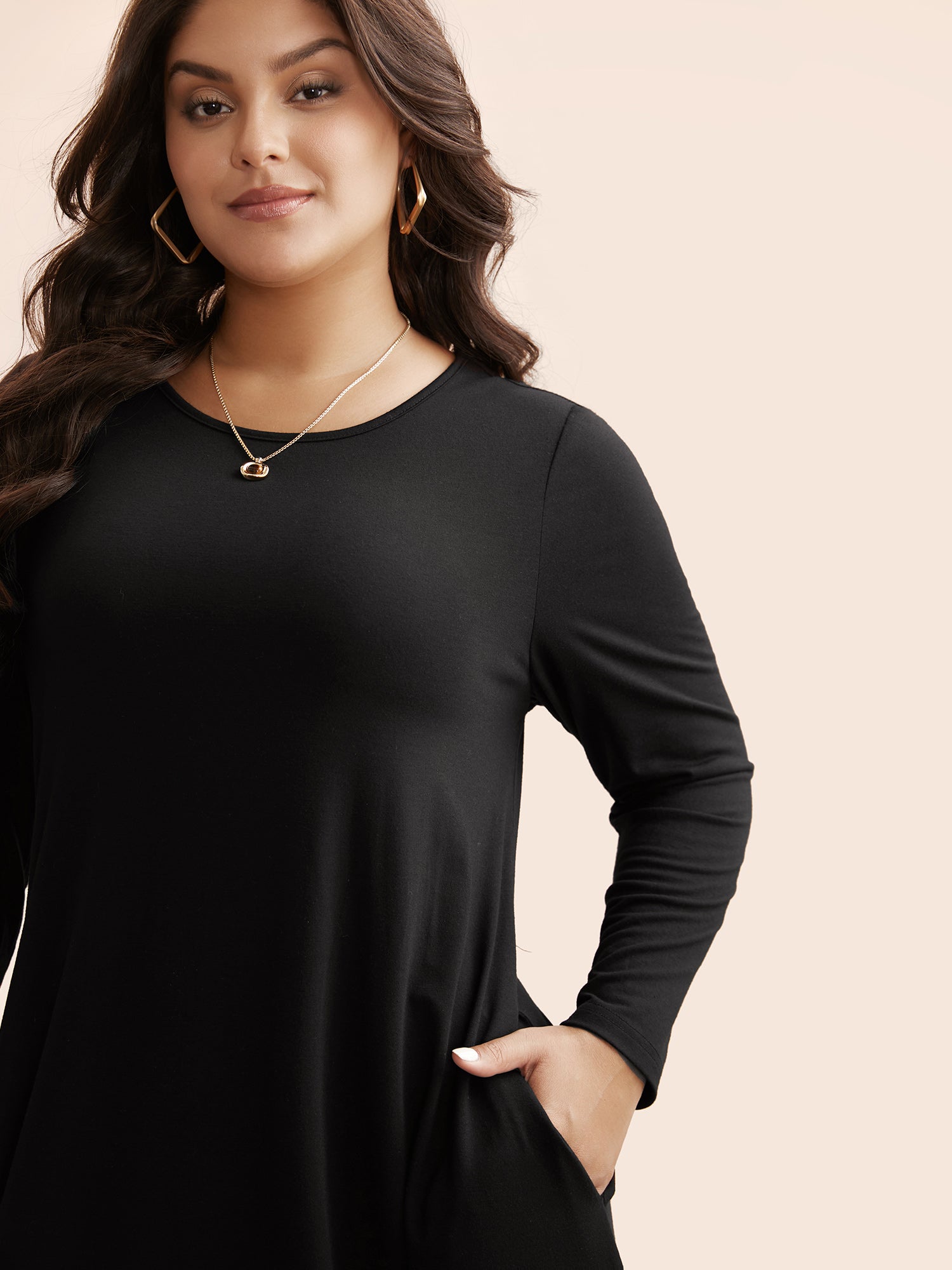 Crew Neck High Stretchy Knit Dress