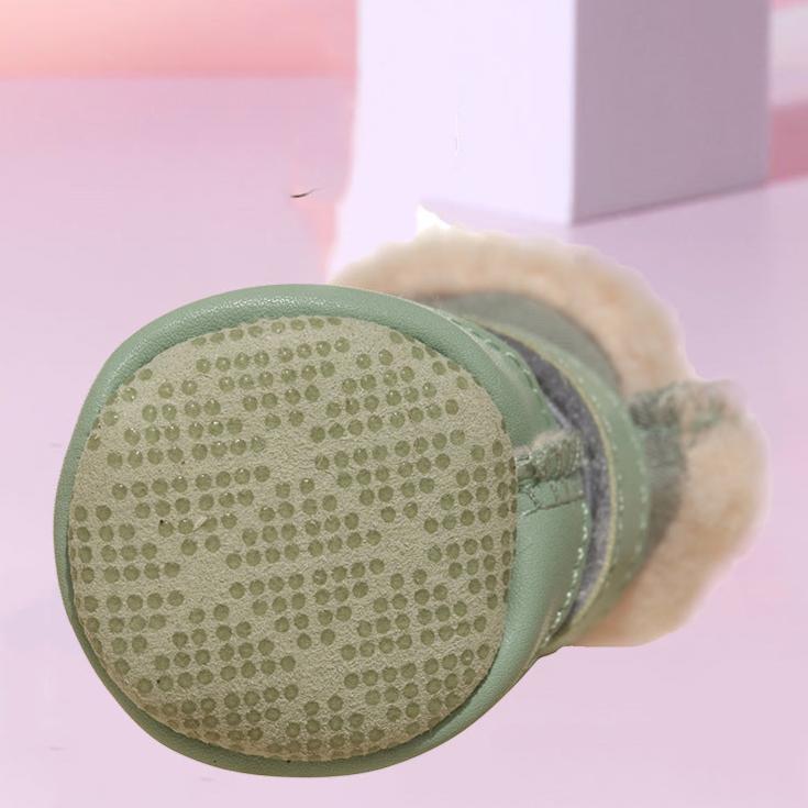 4pcs Warm Furry Dog Snow Boots