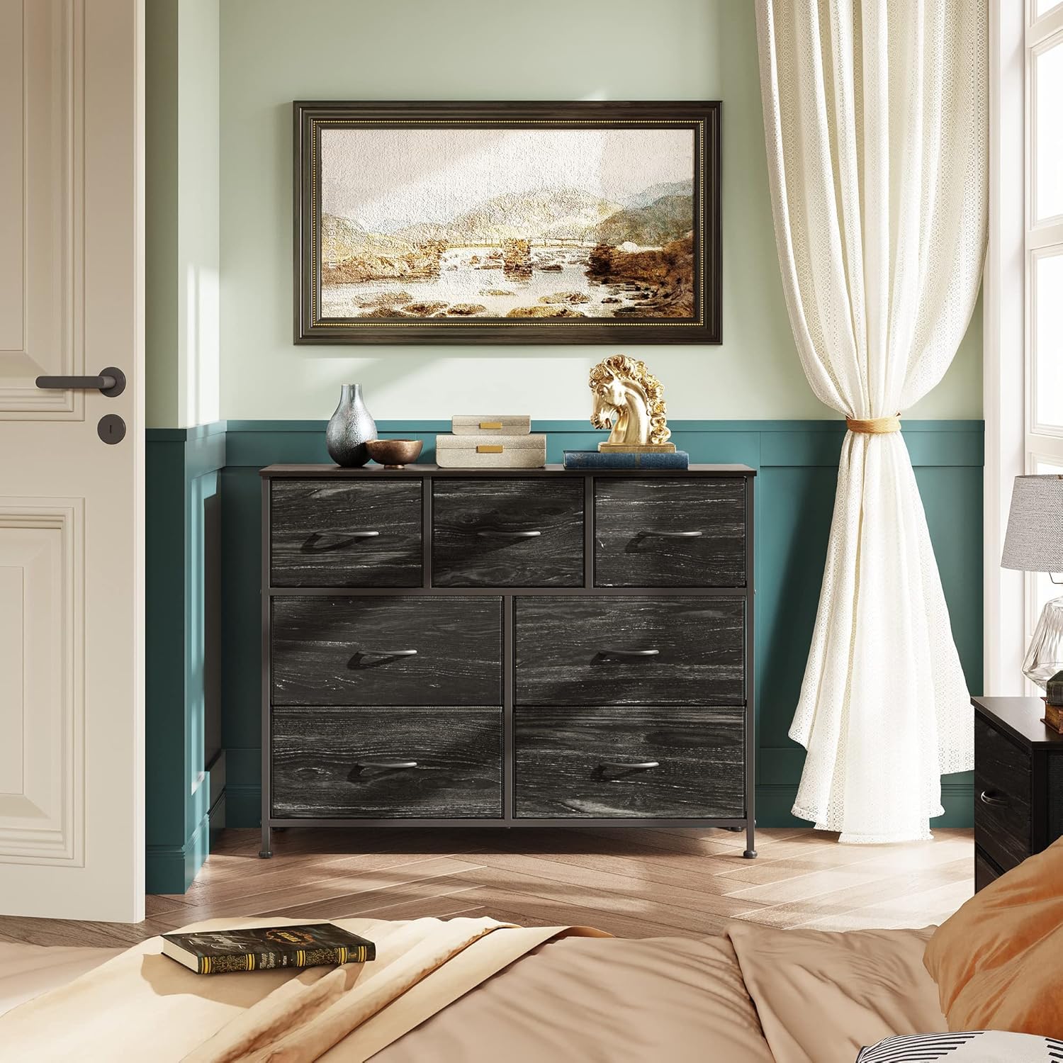 WLIVE 7 Drawer Dresser TV Stand, Dressers for Bedroom, Fabric Storage Tower