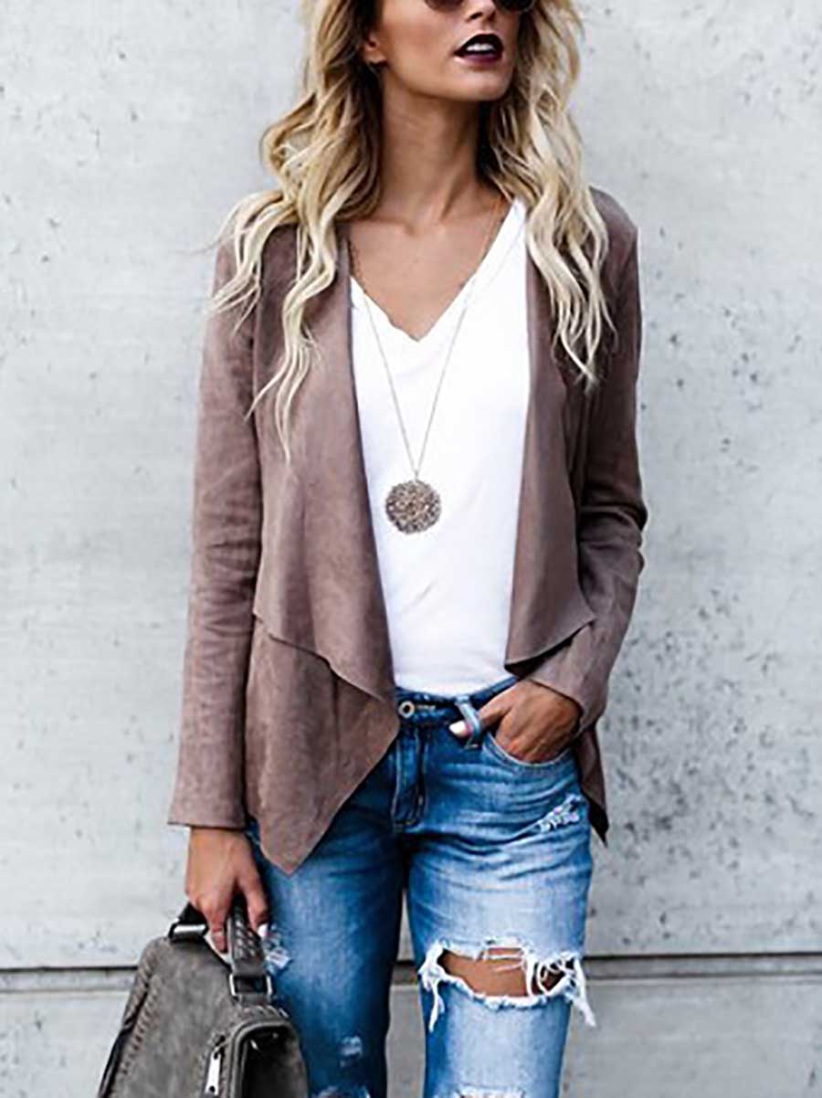 Faux Buckskin Velvet Casual Jacket