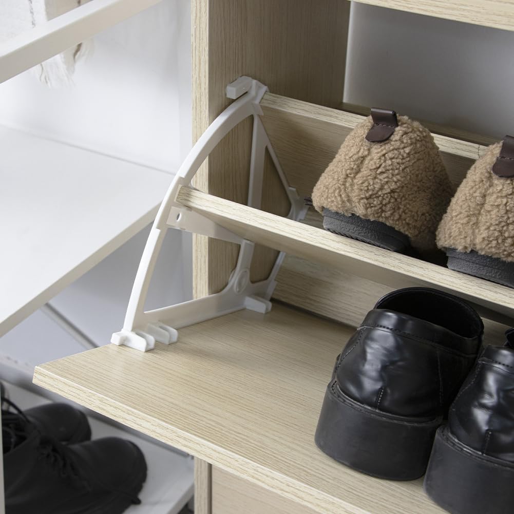 Wood Shoe Cabinet with 3 Doors, Shoe Cabinets, Retractable Handles, Double Depth, 63 x 24 x 115 cm