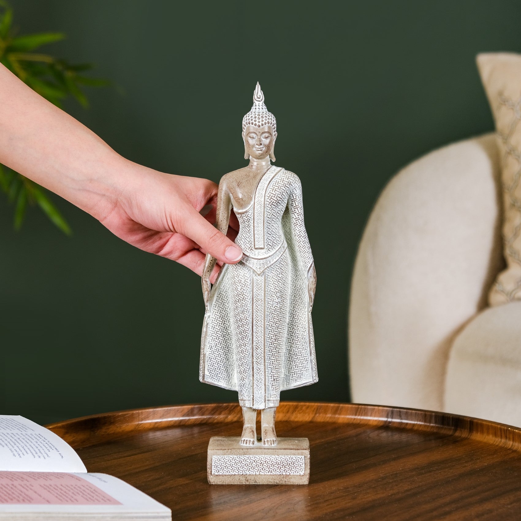 Standing Buddha Decor Statue Small 12 Inch