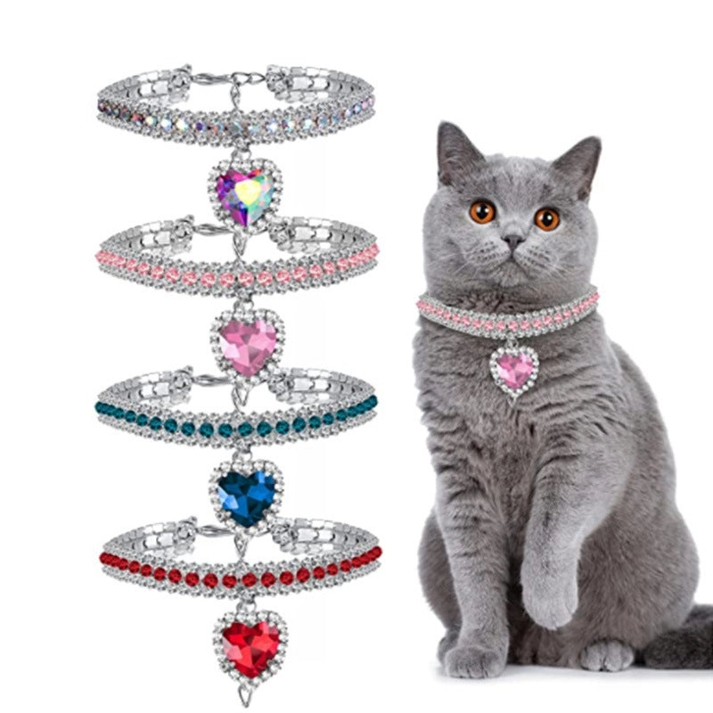 Princess Shiny Metal Geometric Rhinestone Pet Collar