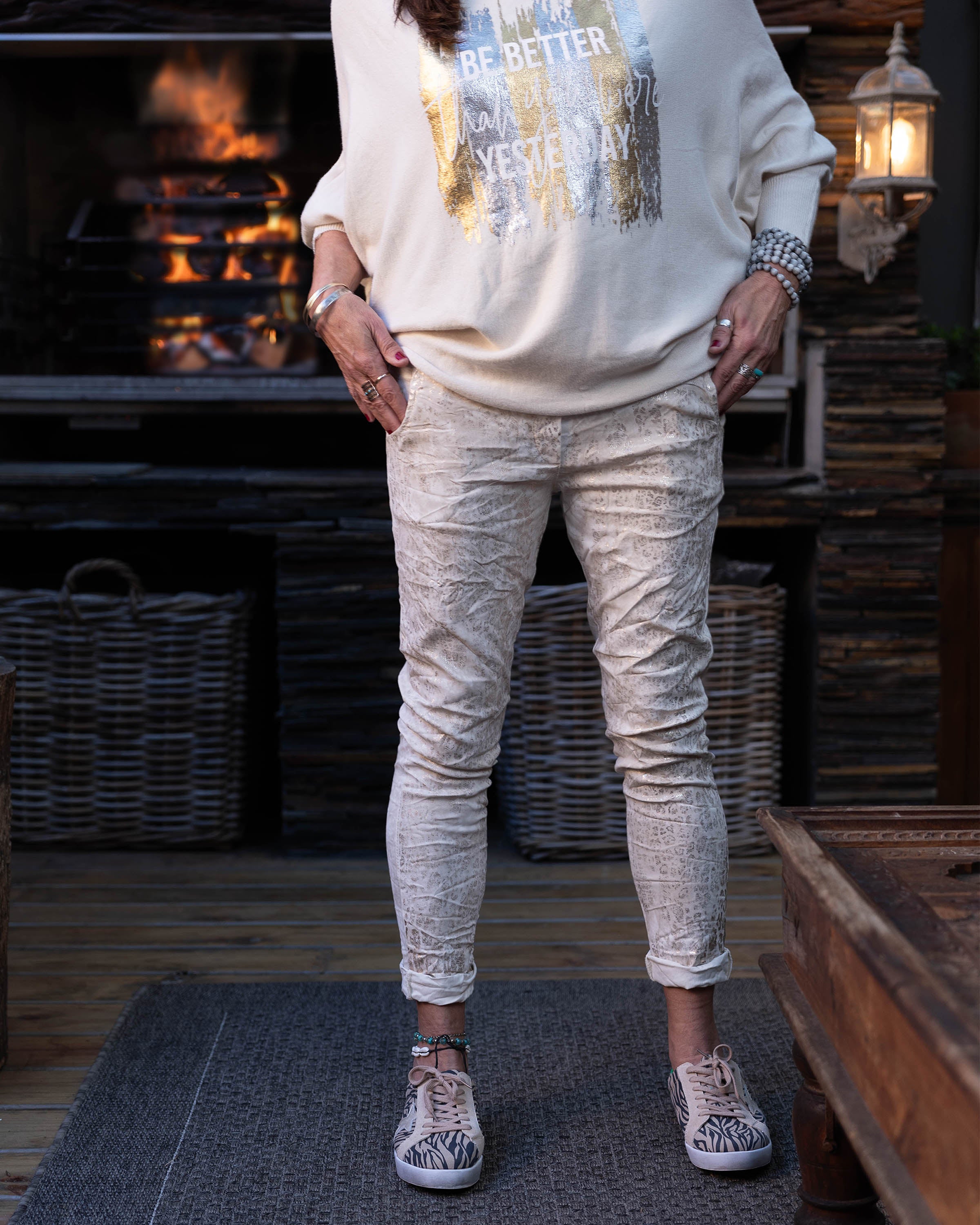 Golden Girl Drawstring Pants | Beige