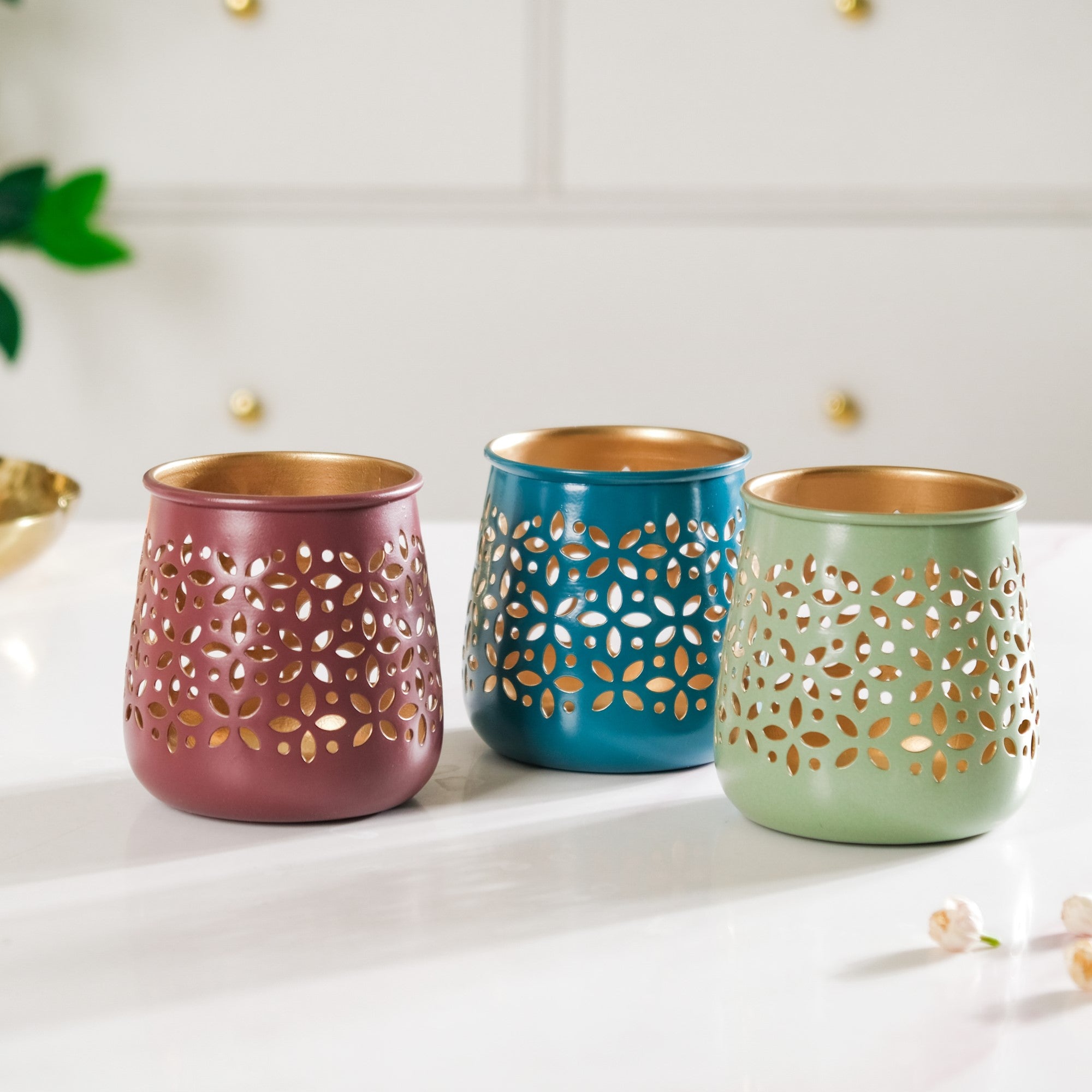 Festive Tealight Candle Holder Set Of 3