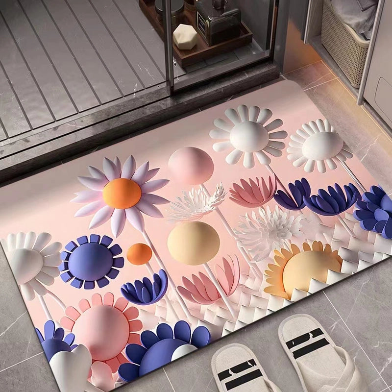 3D Oil Painting Diatom Mud Absorbent Floor Mat Non-slip Floor Mat Bathroom Door Quick-drying Bathroom Carpet Bathroom Floor Mat