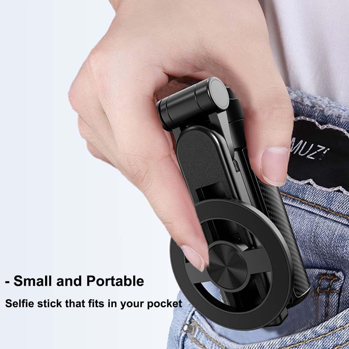 4-in-1 Multifunctional 360° Rotation Magnetic Selfie Stick with Wireless Detachable Remote Control, Mini Portable Detachable Scalable Magnetic Selfie Stick for iPhone & Android