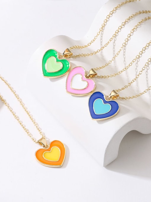 Coloured Heart Pendant & Chain