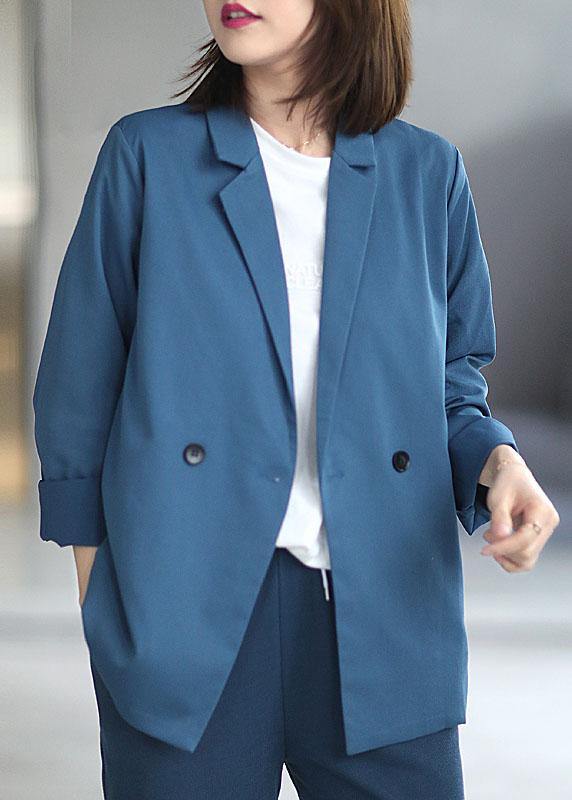 Loose Blue Casual PeterPan Collar Button Fall Coats Long sleeve
