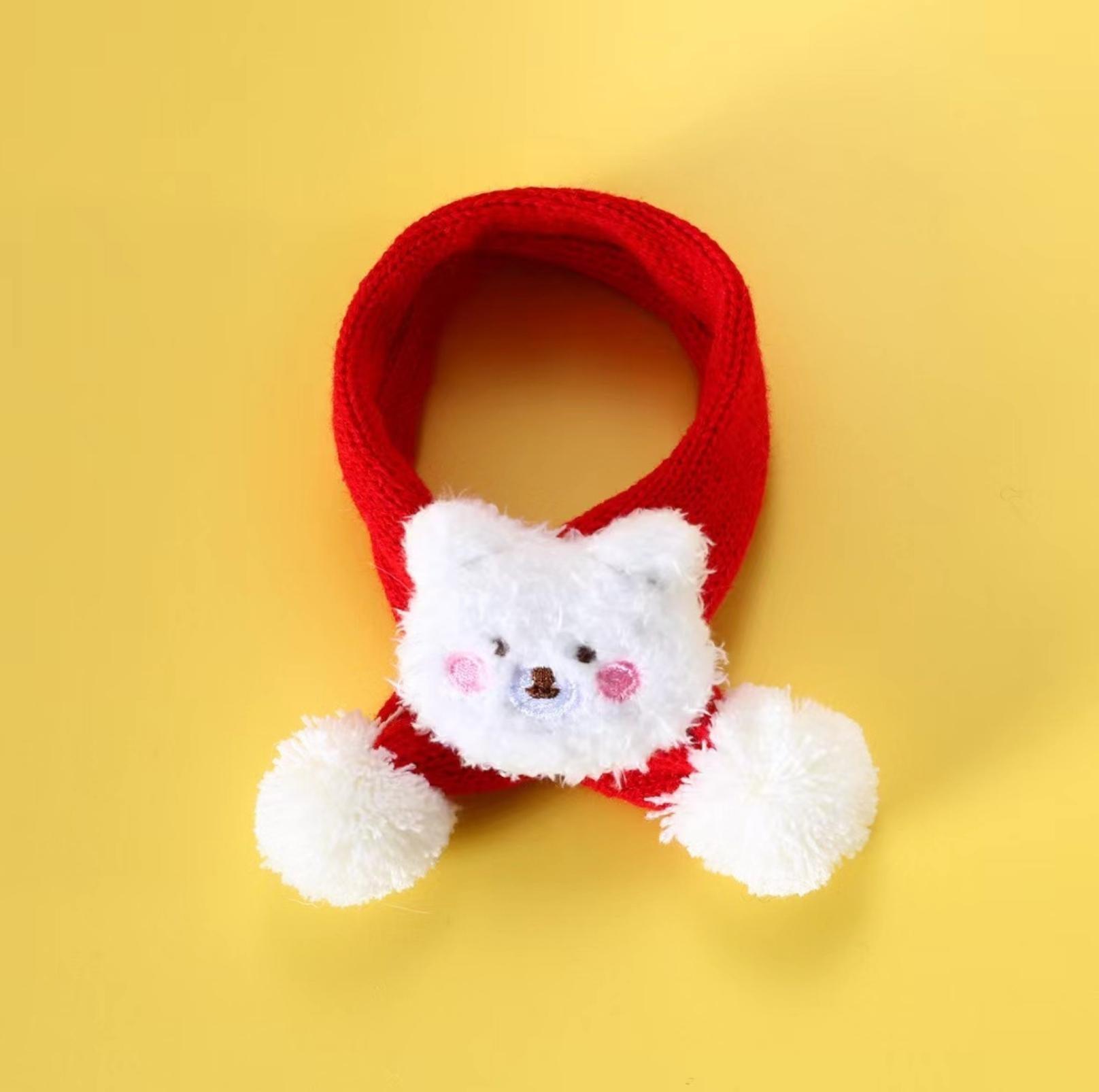 Red Knitted Wool Cartoon Scarfs For Cats and Dogs