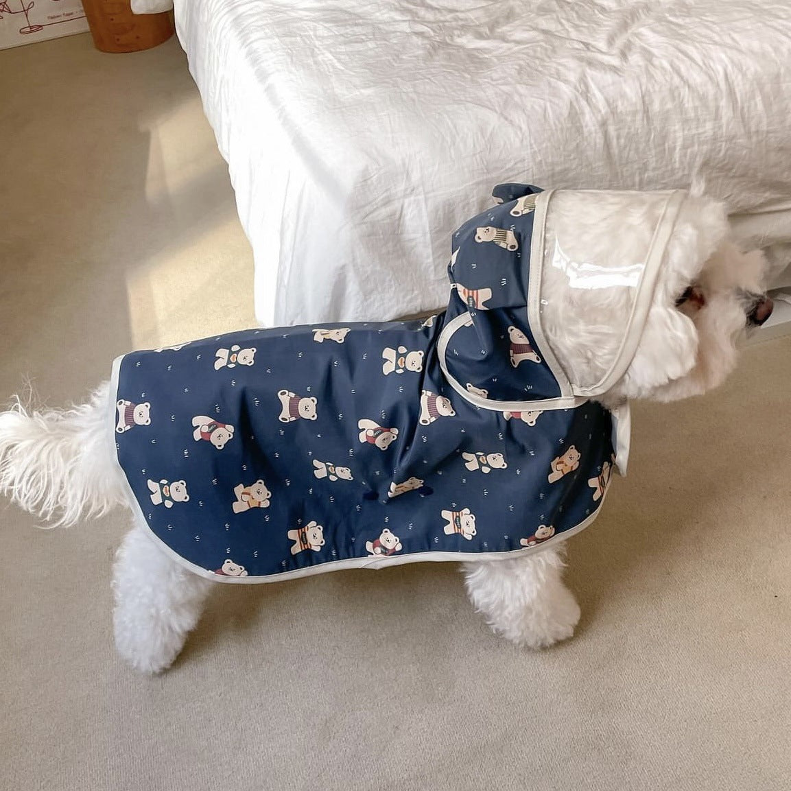 Sweet Bear Printed Dog Raincoat