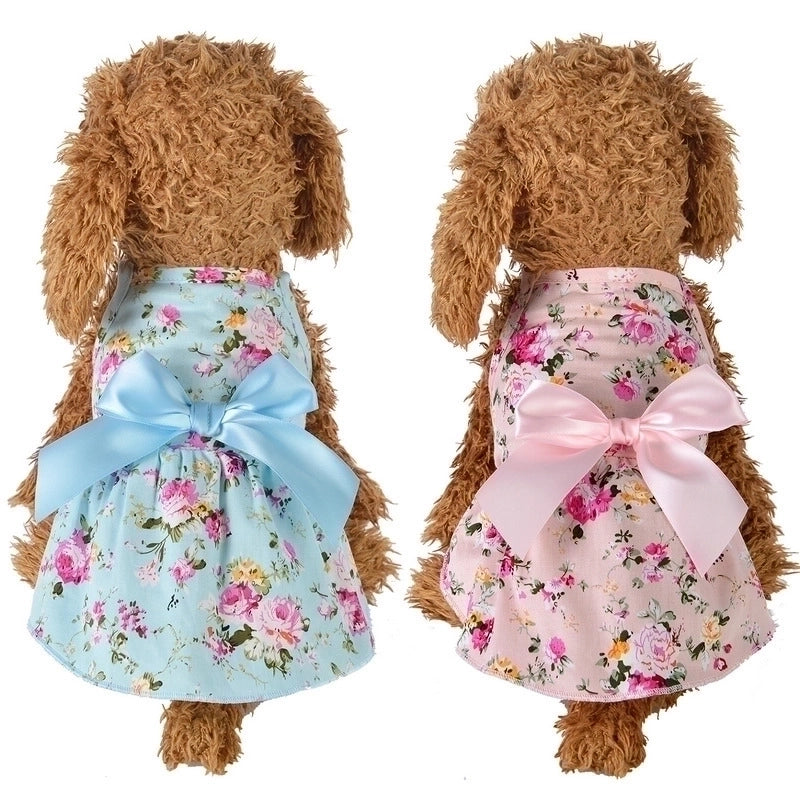 Princess Cotton Color Block Printing Pet Clothing